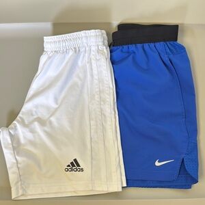 Adidas White Kids Shorts and Nike Blue Kids Shorts